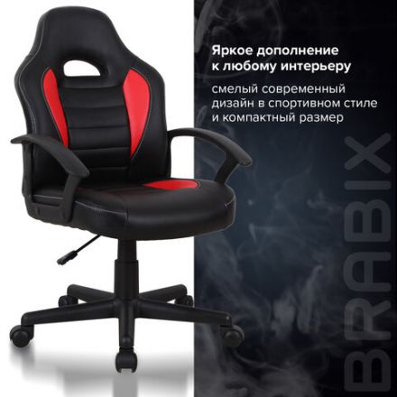Кресло компьютерное BRABIX "Spark GM-201", экокожа, черное/красное, 532503 Кресло компьютерное BRABIX "Spark GM-201", экокожа, черное/красное, 532503
