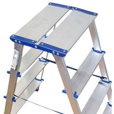 Стремянка двухсторонняя алюм широкая площадка 4ст TARKO 14204е Стремянка двухсторонняя алюм широкая площадка 4ст TARKO 14204е