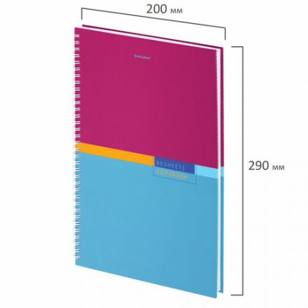 Тетрадь А4, 80 л., BRAUBERG, гребень, клетка, обложка твердая, "Color", 404055 Тетрадь А4, 80 л., BRAUBERG, гребень, клетка, обложка твердая, "Color", 404055