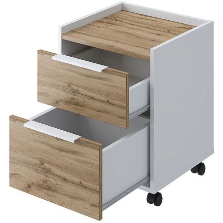 Тумба мобильная Комус Мебель К-Loft 241T003 434х400х555 дуб натур/белый Тумба мобильная Комус Мебель К-Loft 241T003 434х400х555 дуб натур/белый