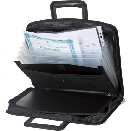 Папка-портфель с выдвижными ручками, черный, Комус Папка-портфель с выдвижными ручками, черный, Комус