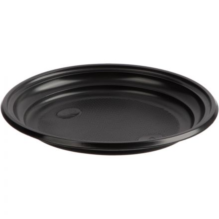 Тарелка одноразовая Комус d 210мм, черная, ПП, 50шт/уп