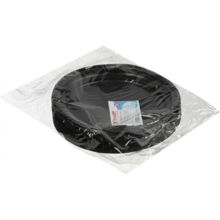 Тарелка одноразовая Комус d 210мм, черная, ПП, 50шт/уп