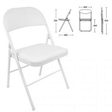 Стул складной BRABIX "Golf Plus CF-003 КОМФОРТ", белый каркас, кожзам белый, В КОРОБЕ, 533028 Стул складной BRABIX "Golf Plus CF-003 КОМФОРТ", белый каркас, кожзам белый, В КОРОБЕ, 533028