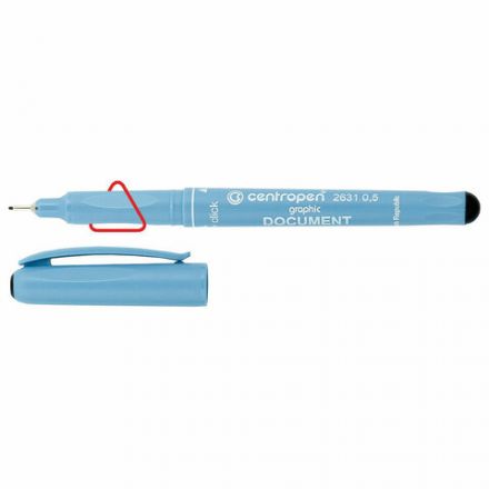 Ручка капиллярная (линер) ЧЕРНАЯ CENTROPEN "Document", трехгранная, линия письма 0,5 мм, 2631/0,5, 2 2631 0103 Ручка капиллярная (линер) ЧЕРНАЯ CENTROPEN "Document", трехгранная, линия письма 0,5 мм, 2631/0,5, 2 2631 0103