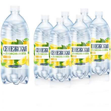 Вода Сенежская + Лимон, мята. сильногаз. ПЭТ 1л