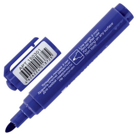 Маркер перманентный BRAUBERG "Classic", СИНИЙ, круглый наконечник, 3 мм, с клипом, 150301 Маркер перманентный BRAUBERG "Classic", СИНИЙ, круглый наконечник, 3 мм, с клипом, 150301