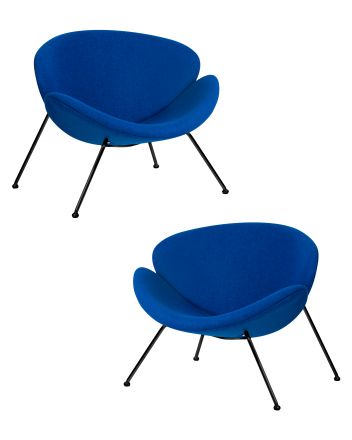 Набор 2 шт Кресло дизайнерское DOBRIN EMILY, синяя ткань AF6, черное основание