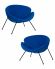 Набор 2 шт Кресло дизайнерское DOBRIN EMILY, синяя ткань AF6, черное основание