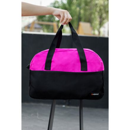 Сумка спортивная HEIKKI BASE (ХЕЙКИ), карман на молнии, черная/фуксия, 30x44x17 см, 272621