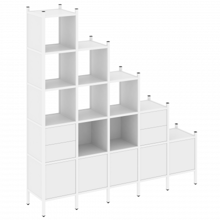 Loft Прямой стеллаж наборный VR.L-23 Белый бриллиант/Белый металл 2110*446*2280 Loft Прямой стеллаж наборный VR.L-23 Белый бриллиант/Белый металл 2110*446*2280