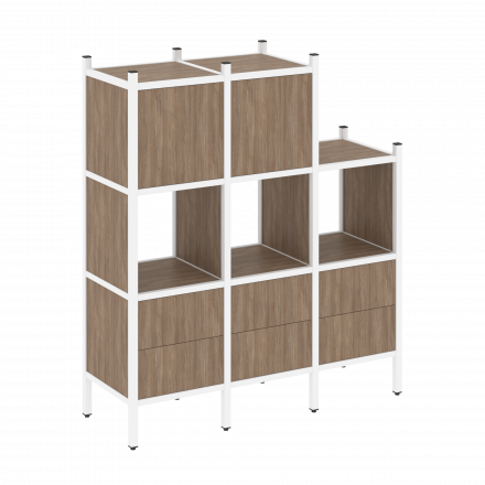 Loft Прямой стеллаж наборный VR.L-15 Дуб аризона/Белый металл 1278*446*1458