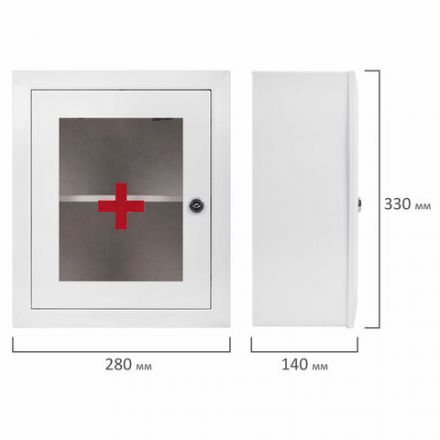 Шкафчик-аптечка металлический, навесной, 1 полка, ключевой замок, стекло, 330x280x140 мм Шкафчик-аптечка металлический, навесной, 1 полка, ключевой замок, стекло, 330x280x140 мм