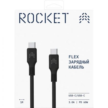 Кабель зарядный Rocket Flex TPE USB-C/USB-C 1 м, 60W, чер(RDC516BL01FL-CС)