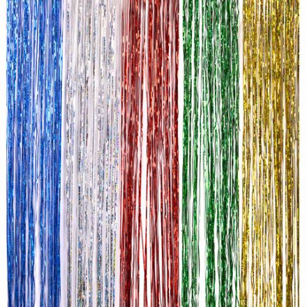 Дождик новогодний голография, ширина 10 см, длина 1,5 м, ассорти 5 цветов, ЗОЛОТАЯ СКАЗКА, 592287
