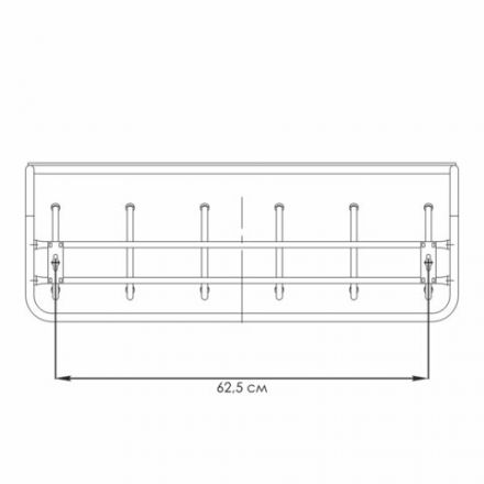 Вешалка настенная с полкой "ВСП7", 265х725х220 мм, 6 крючков, металл, черная, ВСП 7 Ч