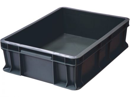 Ящик 400х300х120 сплошной, с внешней ручкой  серый