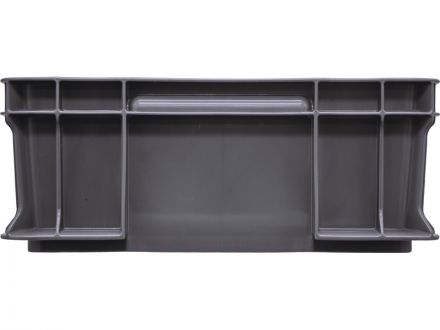 Ящик 400х300х120 сплошной, с внешней ручкой  серый