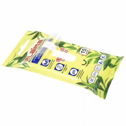 Салфетки влажные 15 шт., УНИВЕРСАЛЬНЫЕ, очищающие, с экстрактом зеленого чая, LAIMA, 125956 Салфетки влажные 15 шт., УНИВЕРСАЛЬНЫЕ, очищающие, с экстрактом зеленого чая, LAIMA, 125956