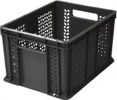 Ящик 400х300х230 дно сплошное, стенки перфорированные, с ручками  чёрный