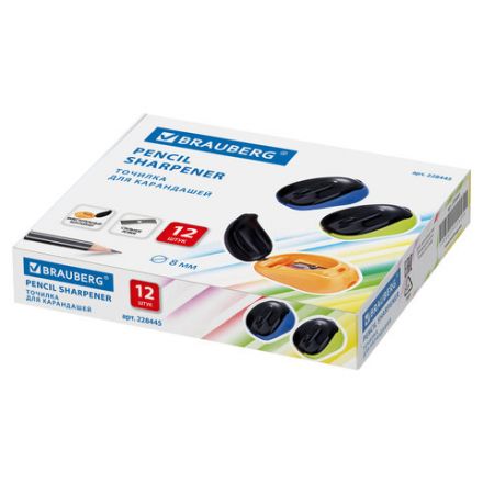 Точилка BRAUBERG "Click", с контейнером, пластиковая, корпус ассорти, 228445 Точилка BRAUBERG "Click", с контейнером, пластиковая, корпус ассорти, 228445