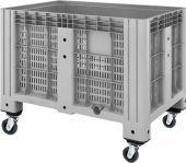 Контейнер 1200х800х913 мм перфорированный серый на колёсах