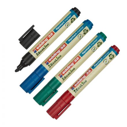 Набор маркеров для флипчартов EDDING 32 Ecoline, 1-5 мм, 4 цвета. карт кор Набор маркеров для флипчартов EDDING 32 Ecoline, 1-5 мм, 4 цвета. карт кор
