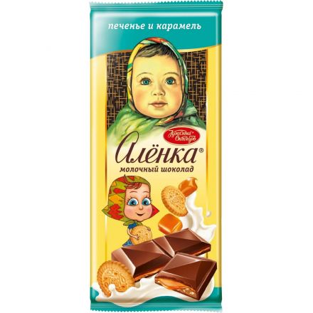 Шоколад Аленка с карамельной и молочной начинками и печеньем, 87гx10шт/уп