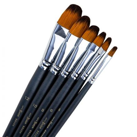 Набор кистей Deli плоская нейлон 6шт., пакет с европодвесом, 73894