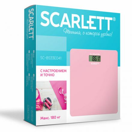 Весы напольные SCARLETT SC-BS33E041, электронные, вес до 180 кг, квадратные, стекло, розовые Весы напольные SCARLETT SC-BS33E041, электронные, вес до 180 кг, квадратные, стекло, розовые
