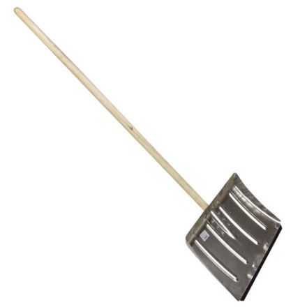 Лопата снеговая 50х33см, алюминиевая усиленная ребрами жесткости, ДЕРЕВЯННЫЙ черенок 130см, армирующая металлическая планка на клепках, ЛТСЕ