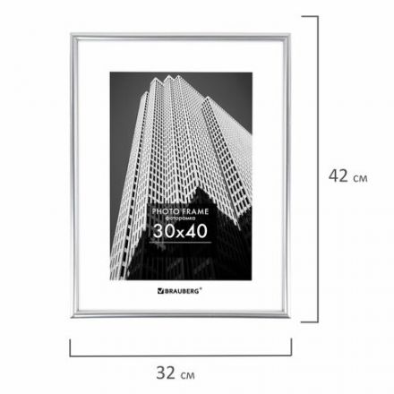 Рамка 30х40 см небьющаяся, багет 12 мм, пластик, BRAUBERG "Original", серебристая, 391232 Рамка 30х40 см небьющаяся, багет 12 мм, пластик, BRAUBERG "Original", серебристая, 391232