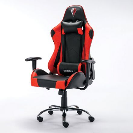 Кресло компьютерное BRABIX "Hunter GM-130", две подушки, экокожа, черное/красное, 532797 Кресло компьютерное BRABIX "Hunter GM-130", две подушки, экокожа, черное/красное, 532797