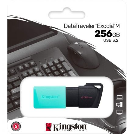 Флеш-память Kingston DataTraveler Exodia M, 256Гб, USB 3.2 gen.1 бирюзовый