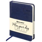 Ежедневник датированный 2026, МАЛЫЙ ФОРМАТ 100х150 мм, А6, BRAUBERG "Imperial", под кожу, синий, 117255 Ежедневник датированный 2026, МАЛЫЙ ФОРМАТ 100х150 мм, А6, BRAUBERG "Imperial", под кожу, синий, 117255