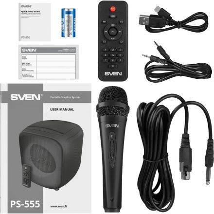 Акустическая система Sven PS-555, черный, 65Вт, BT/USB/microSD, пульт,аккум
