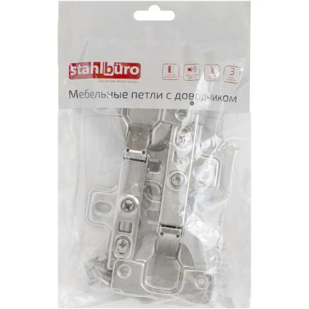 Петля УЗК_мини StahlBuro 103х62 D26 Clip-On полунакладная(15904)хром 2шт/уп Петля УЗК_мини StahlBuro 103х62 D26 Clip-On полунакладная(15904)хром 2шт/уп