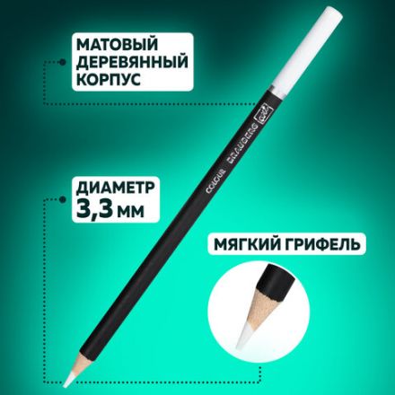 Карандаши художественные белые, НАБОР 12 шт. BRAUBERG ART CLASSIC, МЯГКИЙ грифель 3,3 мм, 181896 Карандаши художественные белые, НАБОР 12 шт. BRAUBERG ART CLASSIC, МЯГКИЙ грифель 3,3 мм, 181896