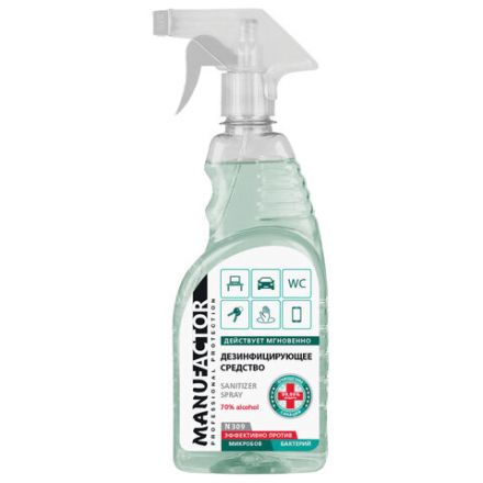 Антисептик для рук и поверхностей спиртосодержащий (70%) с распылителем 500 мл MANUFACTOR, дезинфицирующий, жидкость, N30927 Антисептик для рук и поверхностей спиртосодержащий (70%) с распылителем 500 мл MANUFACTOR, дезинфицирующий, жидкость, N30927