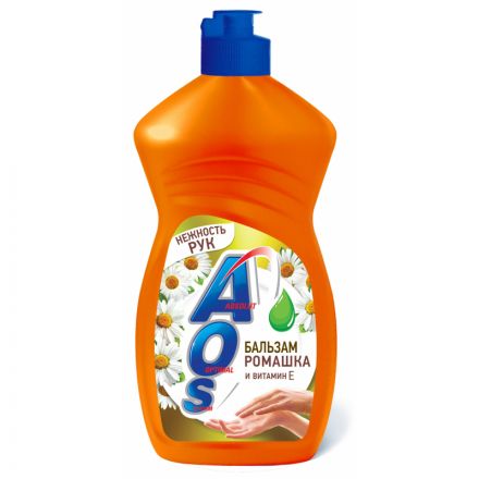 Средство для мытья посуды AOS Бальзам Ромашка и витамин Е 450г