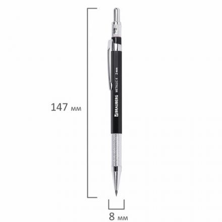 Карандаш механический цанговый 2 мм, HB, BRAUBERG "METALLIC X-20", металлические детали, 181976 Карандаш механический цанговый 2 мм, HB, BRAUBERG "METALLIC X-20", металлические детали, 181976