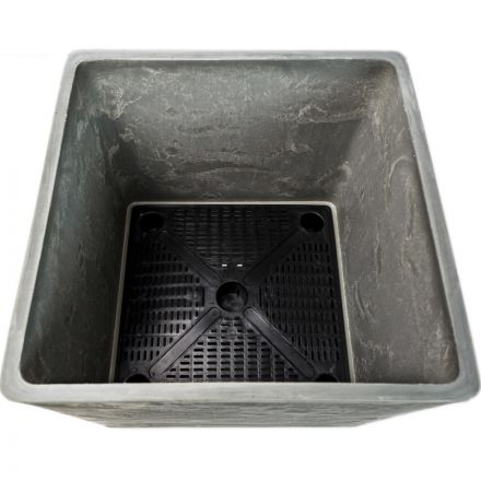 Горшок квадратный (С ВКЛАДЫШЕМ КОНТРОЛЯ ВОДЫ) светло-серый, H-16UF30сду