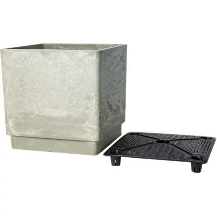 Горшок квадратный (С ВКЛАДЫШЕМ КОНТРОЛЯ ВОДЫ) светло-серый, H-16UF30сду