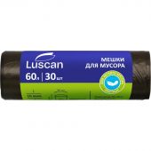 Мешки для мусора ПНД 60л 58х68см 10мкм черные 30шт/рул Комус