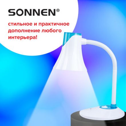 Настольная лампа / светильник SONNEN OU-607, на подставке, цоколь Е27, белый/синий, 236681 Настольная лампа / светильник SONNEN OU-607, на подставке, цоколь Е27, белый/синий, 236681