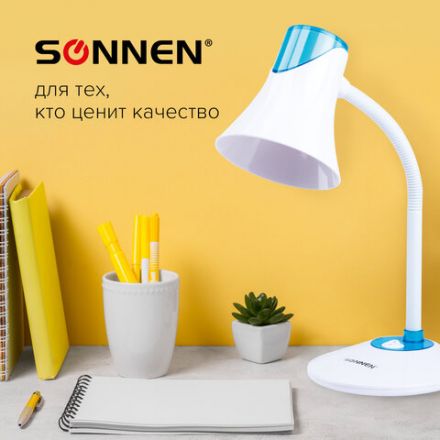 Настольная лампа / светильник SONNEN OU-607, на подставке, цоколь Е27, белый/синий, 236681 Настольная лампа / светильник SONNEN OU-607, на подставке, цоколь Е27, белый/синий, 236681