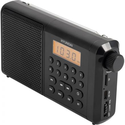 Радиоприемник Hyundai H-PSR115 черный USB microSD