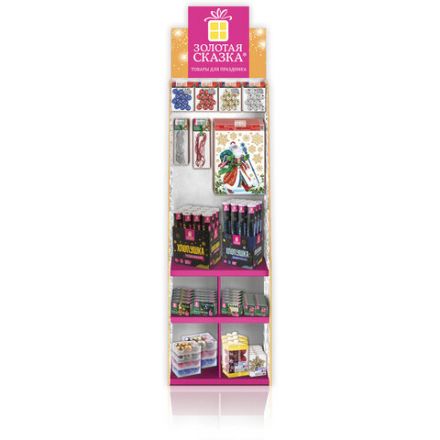 Стойка для размещения товара напольная усиленная ЗОЛОТАЯ СКАЗКА, 200х60х40 см, 3 полки, 18 крючков, 504872 Стойка для размещения товара напольная усиленная ЗОЛОТАЯ СКАЗКА, 200х60х40 см, 3 полки, 18 крючков, 504872