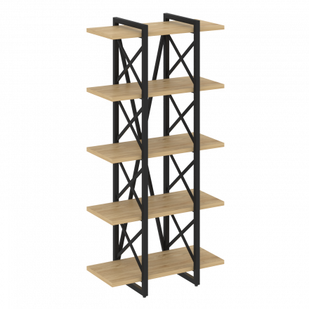 Loft Стеллаж на регулируемых опорах-5 полок VR.L-MST.O-5.4V Тиквуд светлый/Чёрный металл 800*400*1650