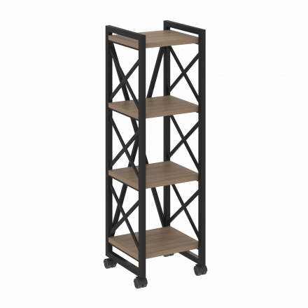 Loft Стеллаж на колесных опорах-4 полки VR.L-MST.K-4.4 Дуб аризона/Чёрный металл 400*400*1334